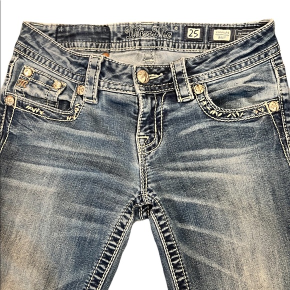 MISS ME BOOT cut Fleur de lis silver mesh-gold studs and crystal embellishment - Picture 3 of 14